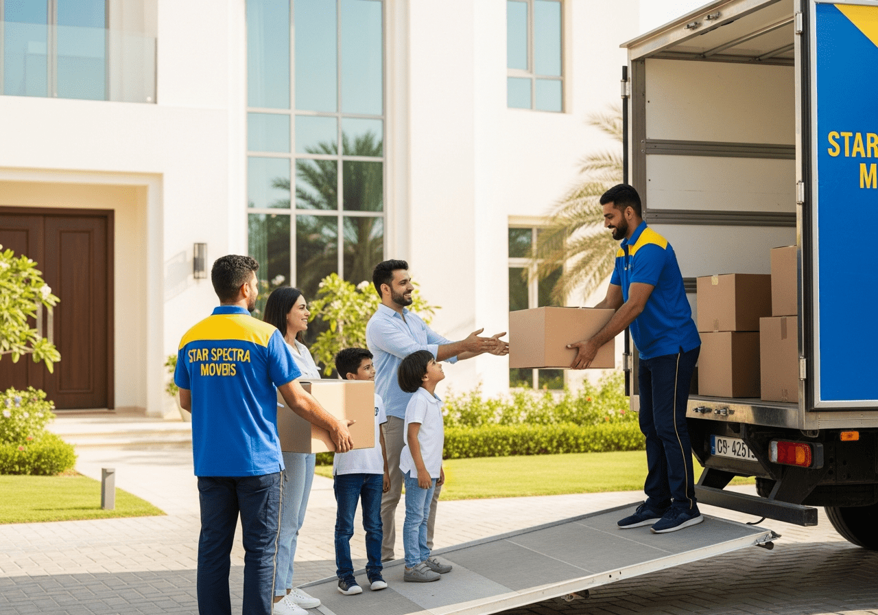 Delivery truck returning stored items to customer